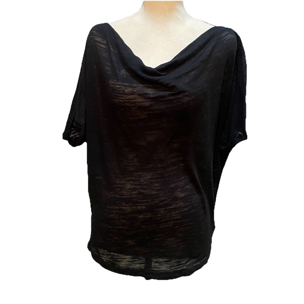 We The Free People Black Cowl Neck Tee Medium M Boho Oversized Slouchy Grunge